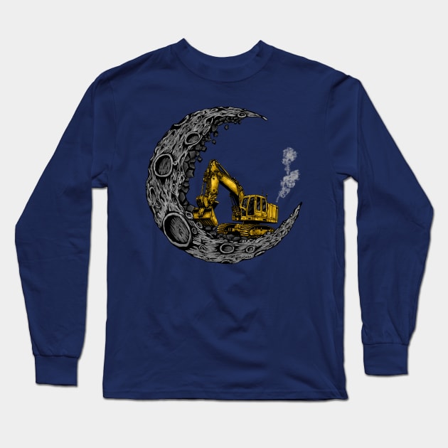 Heavy Duty Digging Moon Long Sleeve T-Shirt by supercuss